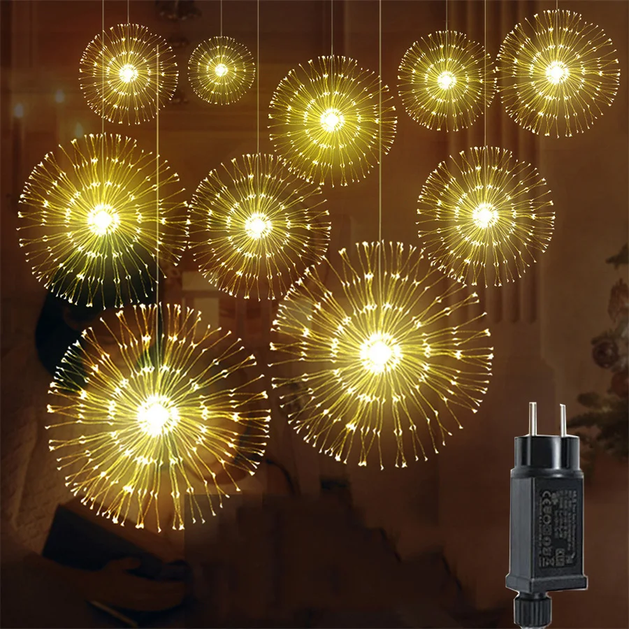 1200led hängende Starburst Lichterketten Garten terrasse Party Feuerwerk Lampe Girlande Dekor wasserdicht Weihnachten funkeln Lichterketten