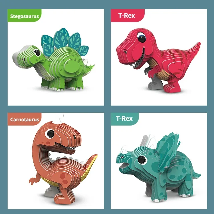 Puzzle 3D pour enfants, Puzzle d'animaux de la maternelle, jouets d'éducation précoce, modèle Animal dinosaure en papier pour 3-4-5-6 ans