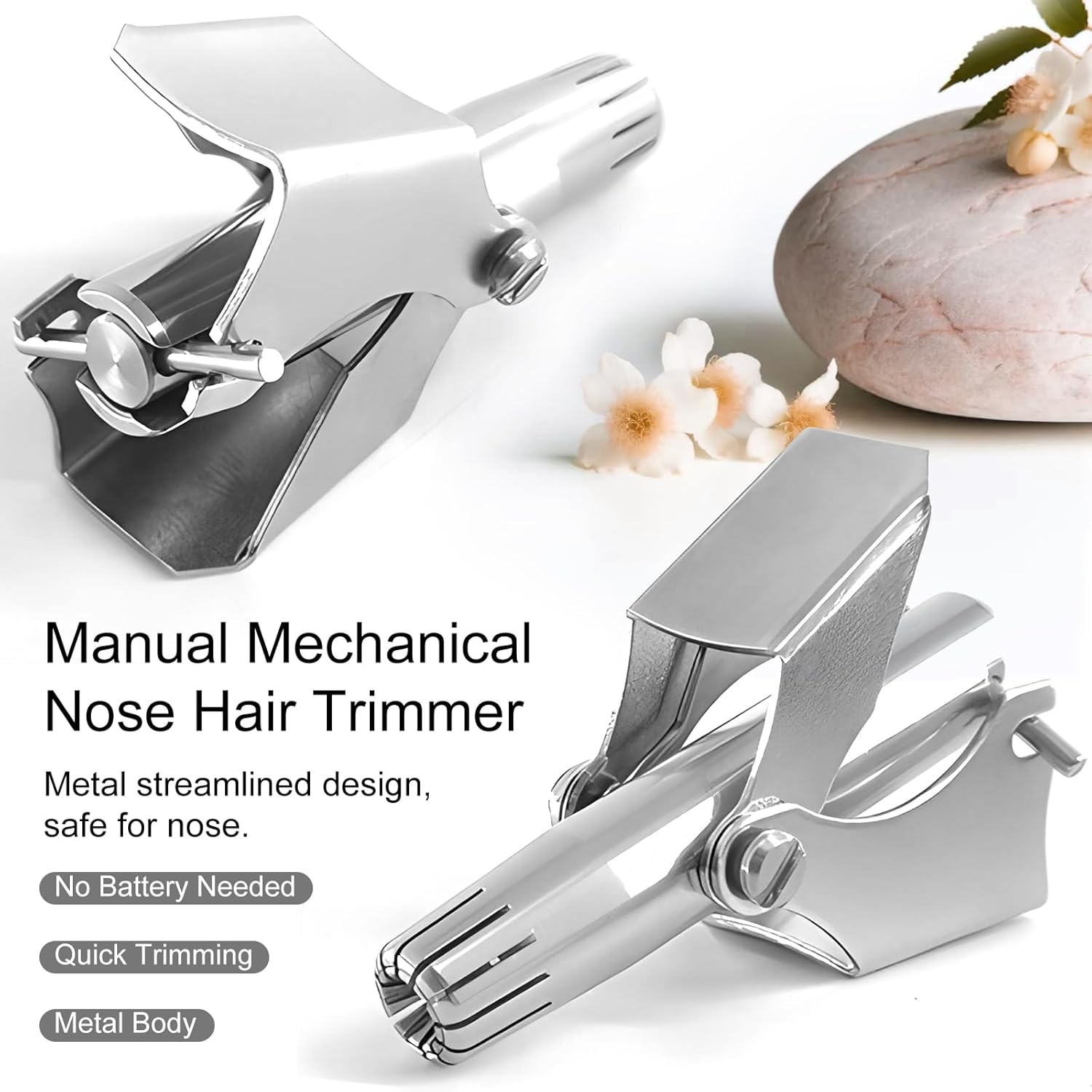 Nuevo recortador de pelo de nariz para hombres, maquinilla de afeitar mecánica Manual de acero inoxidable, herramientas de depilación lavables con cepillo