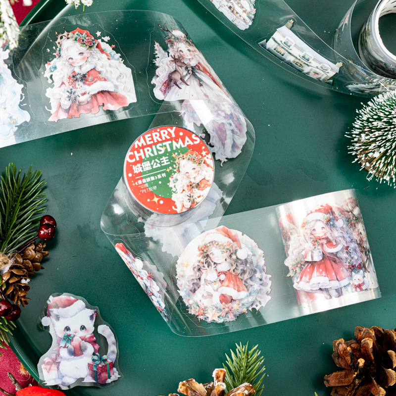 เทปกาวติดตกแต่งลายคริสต์มาสน่ารักขนาด50มม. * 2ม. แพลนเนอร์สำหรับแพลนเนอร์สมุดจดบันทึกเครื่องเขียนเทปกาวสำหรับตกแต่ง