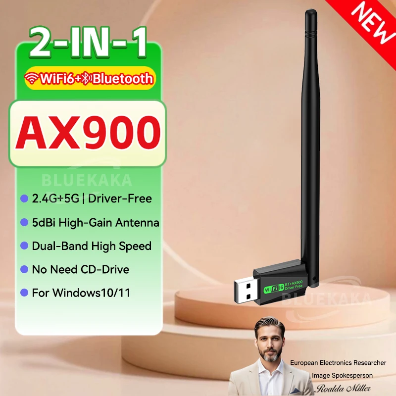 Nieuwe upgrades 2IN1 USB WIFI6 Bluetooth 5.4-adapter 2.4G + 5GHz dual-band 802.11AX draadloze netwerkkaartontvanger dongle-antennedriver gratis voor pc-laptop WIN10/11
