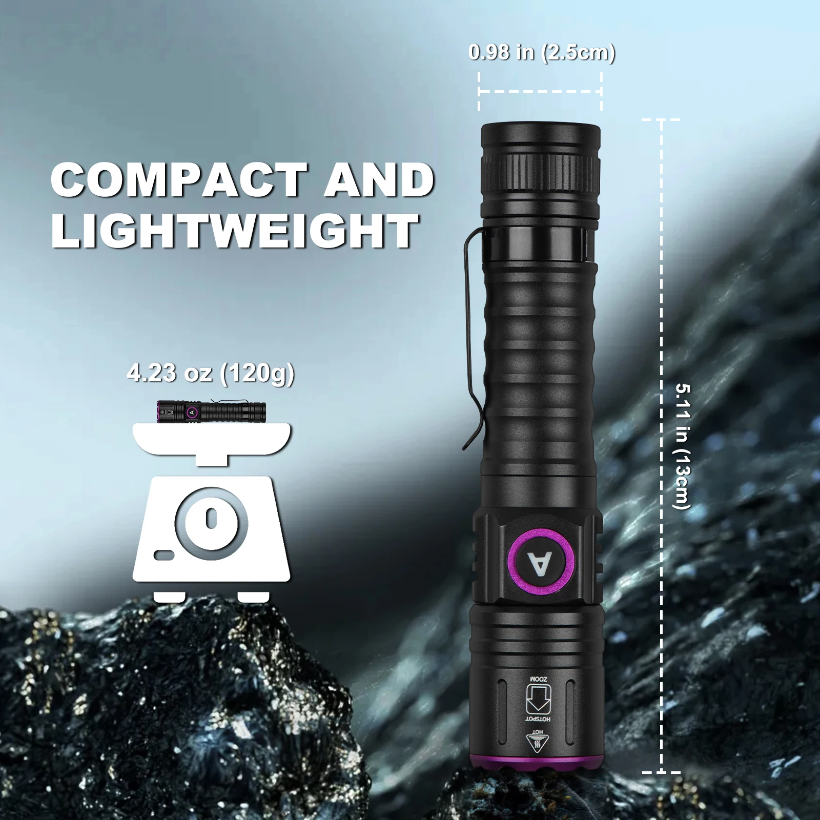 UltraFire SP69 Zoom UV LED Flashlight 365 395nm Type-C Charging 18650 Curing Resin Detection Light Carpet Pet Urine Detector