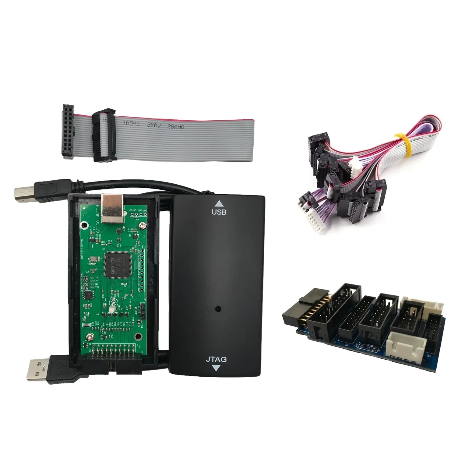 JLink V9 J LINK V9 для J-LINK V9 Адаптер эмулятора ARM Плата переключения Плоский ленточный кабель для STM32 ARM MCU USB JTAG Отладочный инструмент