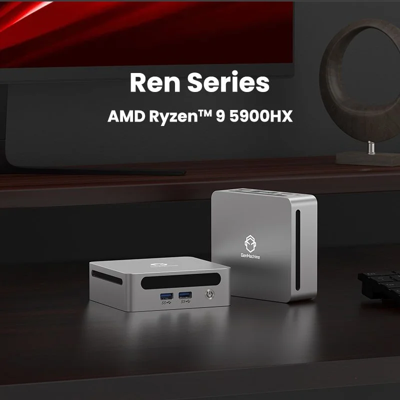 GenMachine portátil R9-5900HX diseño de presión estándar juego Oficina negocios WIFI6 Mini WiFi6 NUC ordenador para juegos pc