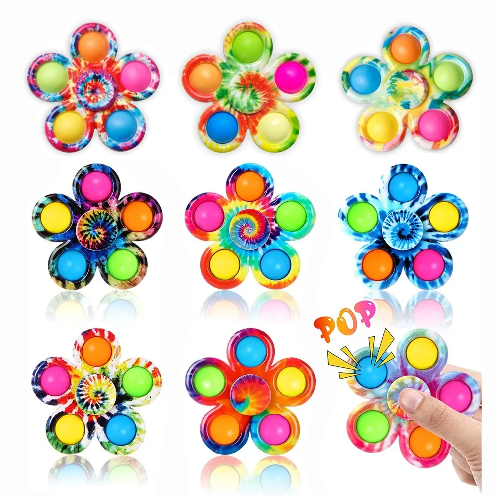 Tie Dye Simple Fidget Spinner Pop ของเล่นนิ้วมือ Push Bubble Hand Spinner สําหรับ ADHD ความวิตกกังวลความเครียดบรรเทา Sensory ของขวัญสําหรับเด็ก