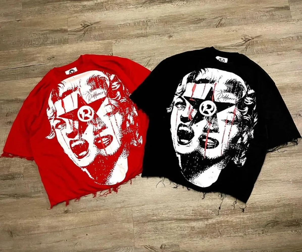 Camisetas Hip Hop Y2k para hombre y mujer, camisetas gráficas con estampado de gran tamaño, camiseta gótica Harajuku, ropa de calle informal 2024