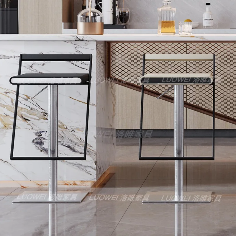 Bancos de barra luxuosos de aço inoxidável, cadeiras de bar giratórias brancas com altura ajustável, ergonômicas e relaxantes, móveis de bar