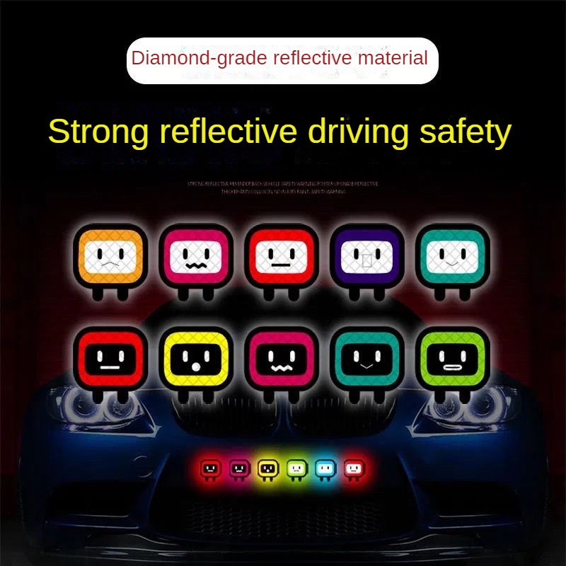 10PC Vehicle Stickers Decorative Reflective Motorcycle Personality Cute Square Car Body Stickers Helmets Shielding Scratches