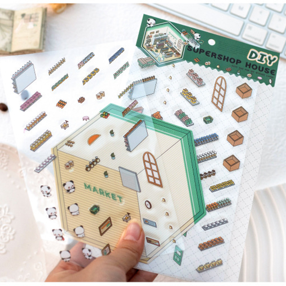 การ์ตูนฉากจิ๋ว 3D ภูมิทัศน์สติกเกอร์ภาพซ้อนสติกเกอร์สามมิติของขวัญคริสต์มาสสําหรับเด็ก