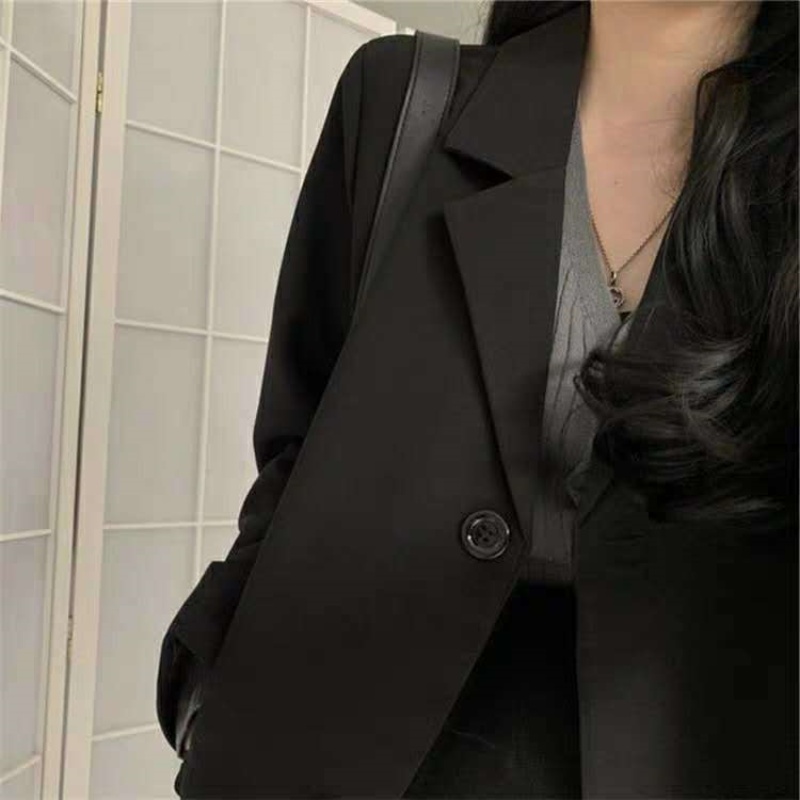 Frauen Frühling Herbst lässig Büro Dame Blazer solide gekerbt Langarm Anzug weiblich neue modische lose Knopf Freizeit jacke