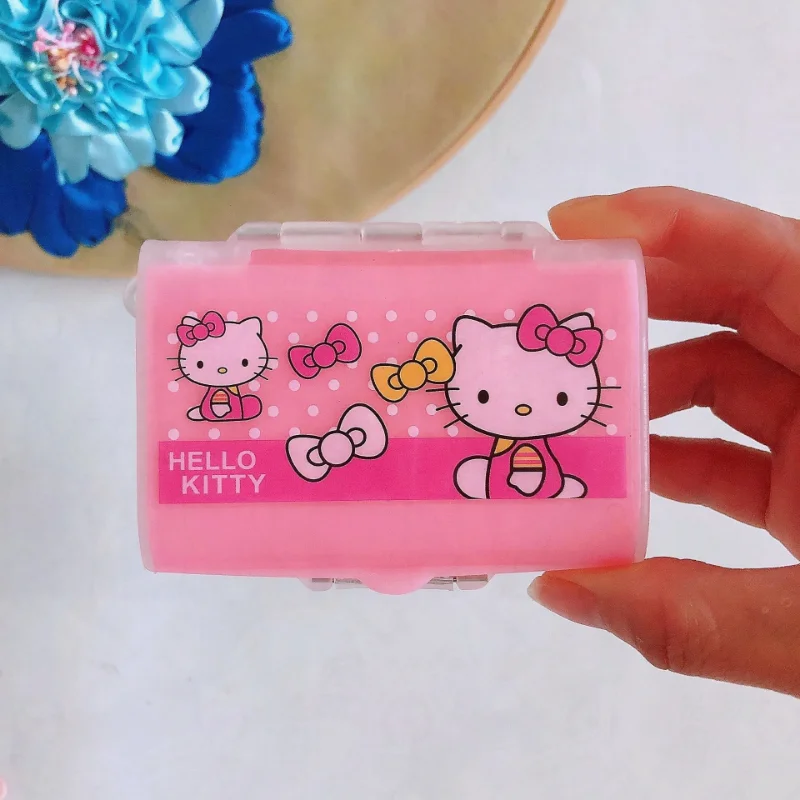 Sanrio Kawaii Hello Kitty Portable Pill Box Seven Compartment KT Cat Storage Box Travel Portable Double Layer Medicine Box Gift