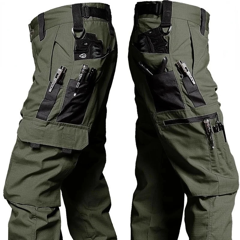 Pantalón de trabajo resistente al desgaste para hombre, pantalones Cargo rectos con múltiples bolsillos, pantalones tácticos para correr al aire libre, pantalones informales para primavera y otoño