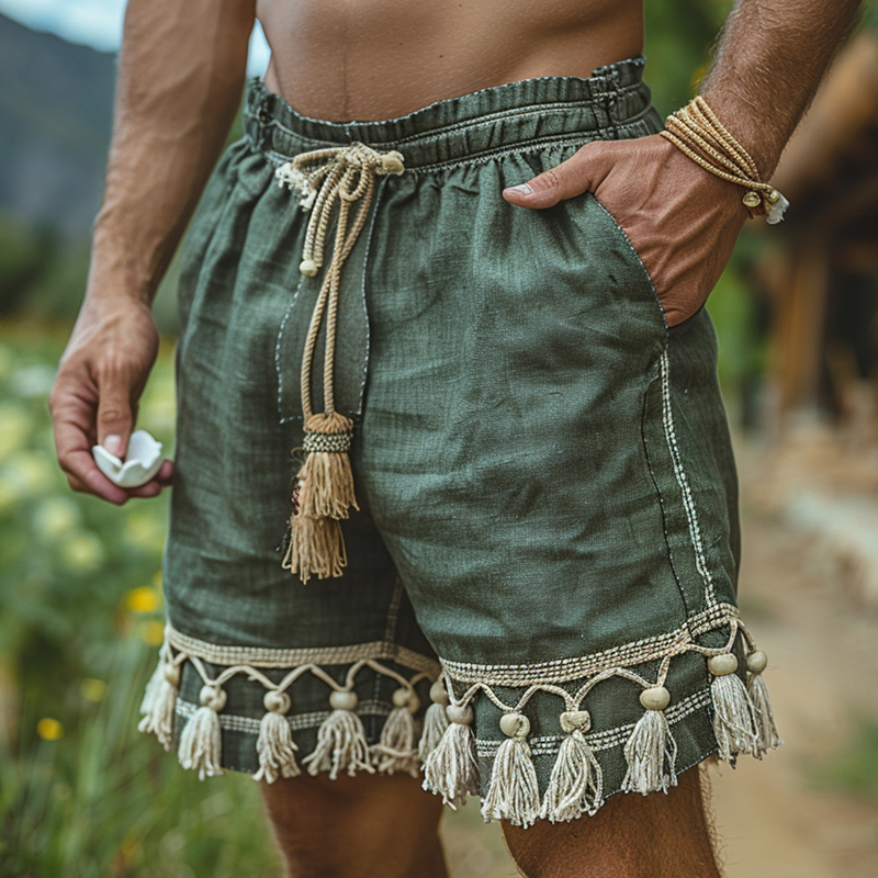 Short en coton pour hommes, ample, décontracté, Patchwork, été, loisirs quotidiens, respirant, cordon de serrage, plage, Vintage, fleurs