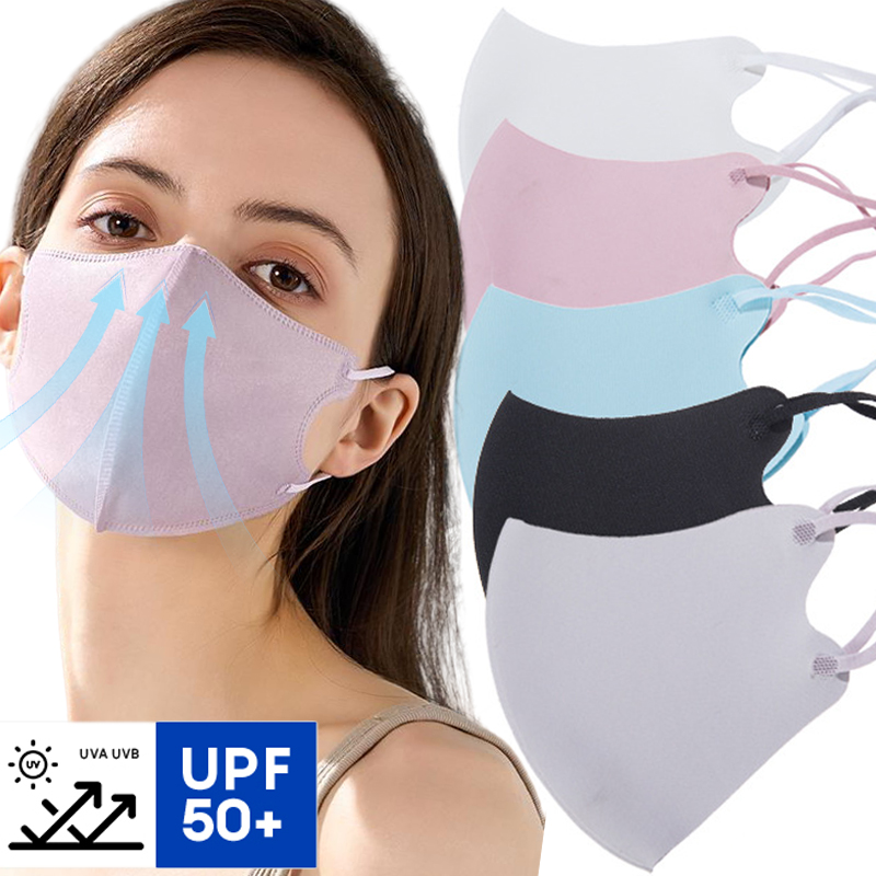 Летняя женская солнцезащитная маска для спорта на открытом воздухе, езды на велосипеде, дышащая моющаяся многоразовая маска для лица, двухслойная маска из ледяного шелка