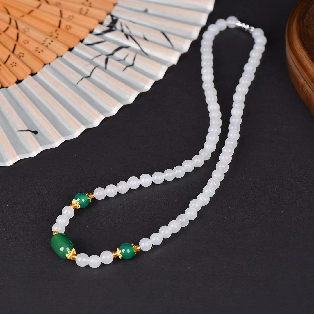 Jade Seda Dourada Corrente Mão e Colar, Pedra Natural Pulseira Elástica, Pulseiras de Pedras Preciosas Femininas, Encantos Jóias, Presentes do Dia das Mães