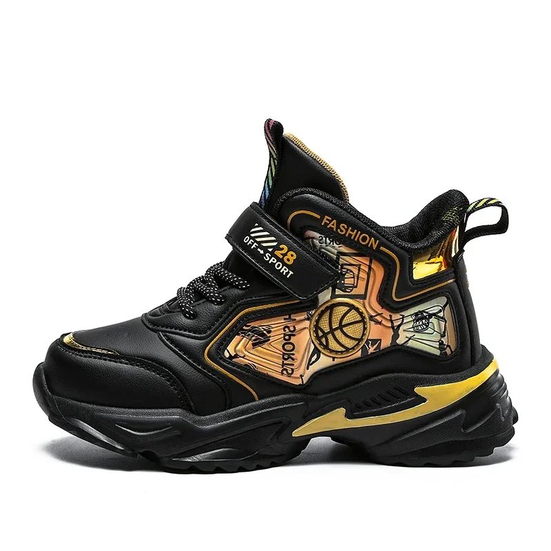 子供靴少年スニーカー革子供カジュアルスポーツテニススニーカーオリジナルバスケットボールノンスリップ少年靴 4 に 12 年