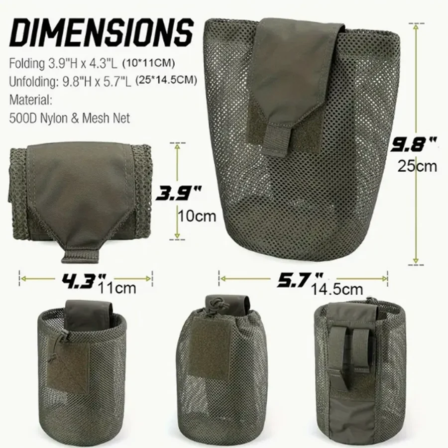 ナイロン新ロールアップメッシュダンプポーチマガジン収納ミニ折りたたみネットポケット EDC 戦術アウトドアスポーツキャンプ狩猟