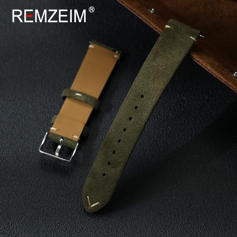 Women Men Handmade Watch Strap 18mm 20mm 22mm Smartwatch Band Quick Release Vintage Suede Leather Wrist Bracelets