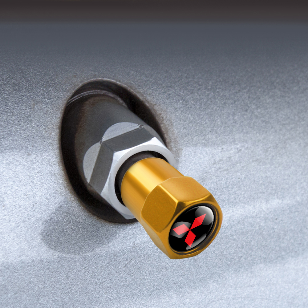 Cubierta de válvula de neumático de coche de Metal de aluminio, insignia de coche, llavero de nailon, accesorio para Mitsubishi Lancer Asx Outlander Pajero L200 Ralliart