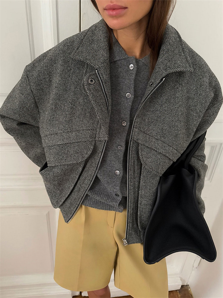 Tossy Herbst Grau Zipper Outwear Jacken Weibliche Feste Lose Patchwork Hohe Taille Gestellte Top Mantel Streetwear frauen Y2k Jacken