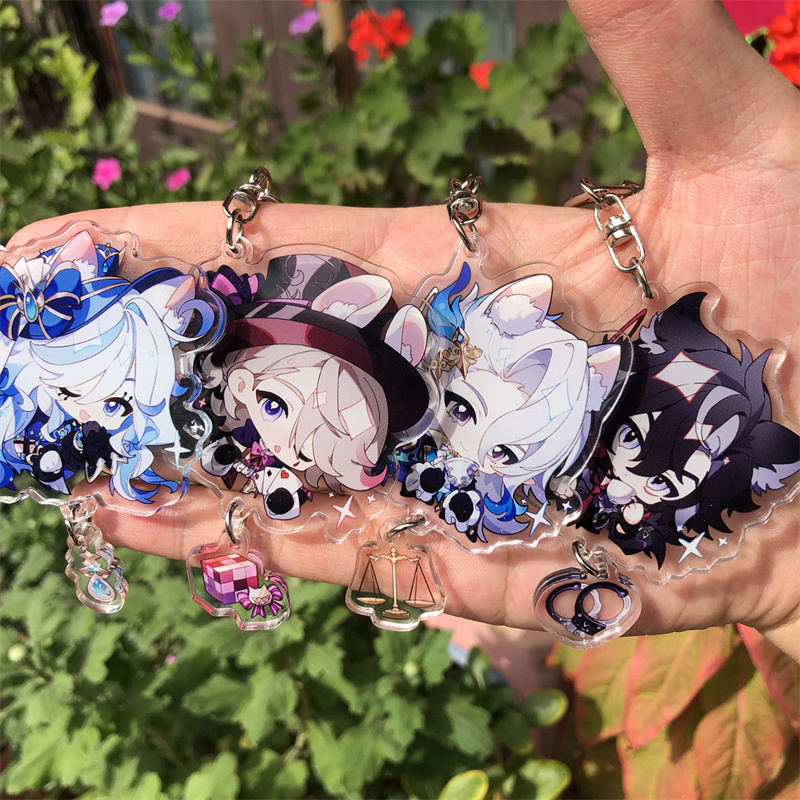 ゲームインパクト Fatui ドクターナイフアルレッキーノ Lyney Neuvillette コスプレアニメ衣装キーホルダーキーアクセサリーペンダント