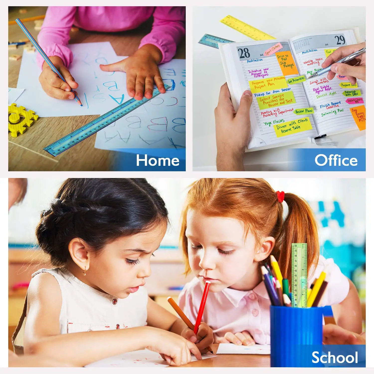 4pcs/Set Color Transparent Plastic Ruler Student Drawing Measuring Tool 30cm Long Ruler Suitable For School Office Stationery