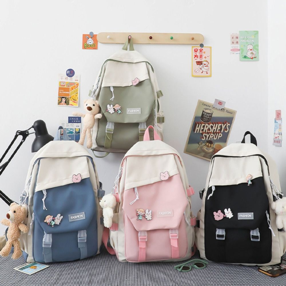 Waterproof Nylon Book Bag Teenage Large Capacity College Backpack Fashion Students School Bag Cute Travel Backbag College Bag
