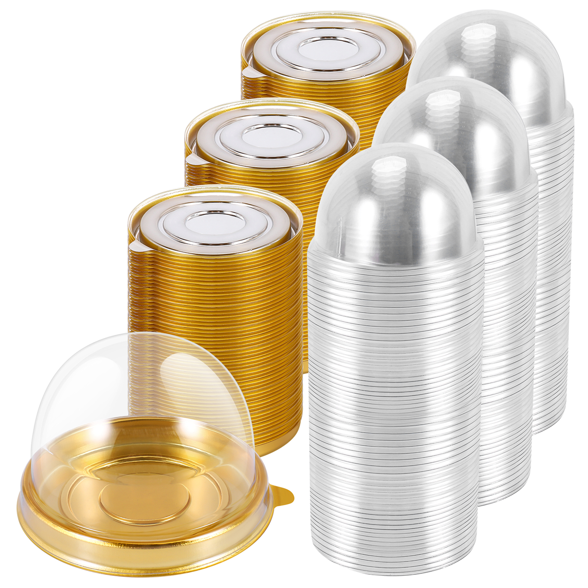 150 ชิ้นพลาสติกใส Mini Cupcake กล่องมัฟฟิน Pod โดมมัฟฟินเค้กคอนเทนเนอร์กล่อง Cupcake ขนมคอนเทนเนอร์