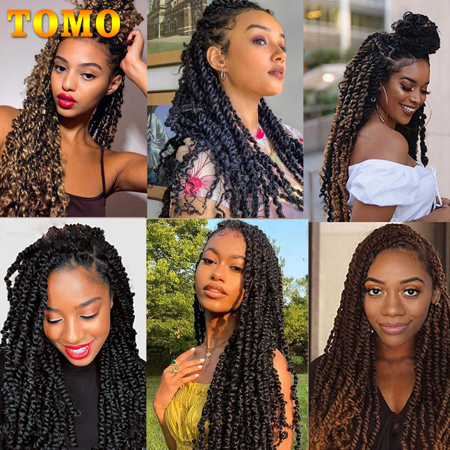 Tomo-情熱の女性のためのかぎ針編みのヘアエクステンション、事前にループされた合成かぎ針編みのブレード、オンブル、ボヘミアン編組、12インチ、18インチ、24インチ