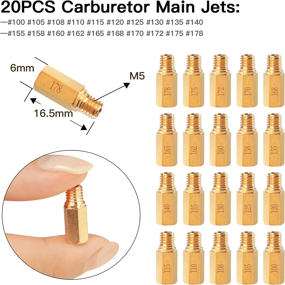 40PCS Carburetor Main Jet Slow Pilot Jet Kit Include 30pcs Main Jets and 10pcs Slow Pilot Jet for PWK Keihin OKO CVK Crab