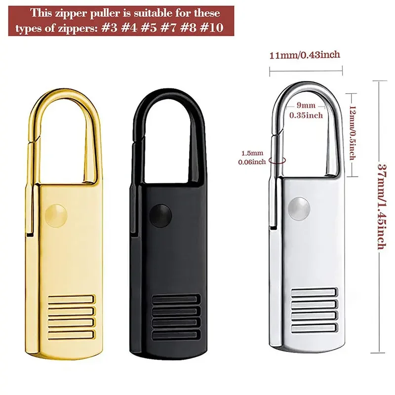 5/10 pçs zíper slider zíper extrator substituição zíper puxar guia reparação cabo extensão fixador para bagagem roupas jaquetas bolsa