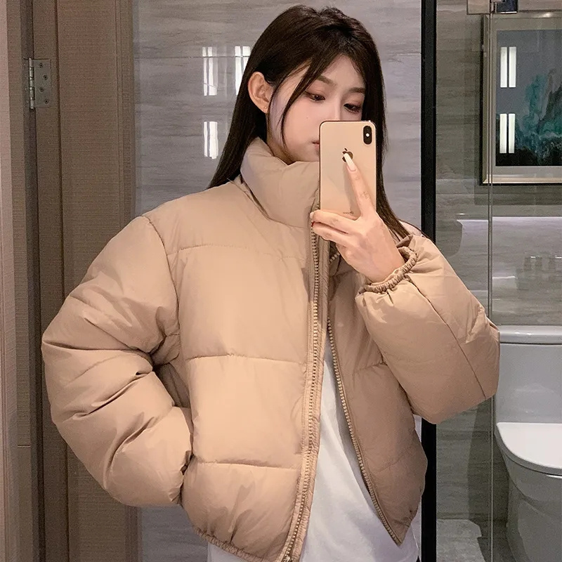 Chaquetas cortas de algodón para mujer, Parkas informales holgadas con cordón, chaqueta acolchada ajustada, prendas de vestir, ropa Preppy, novedad de invierno de 2024