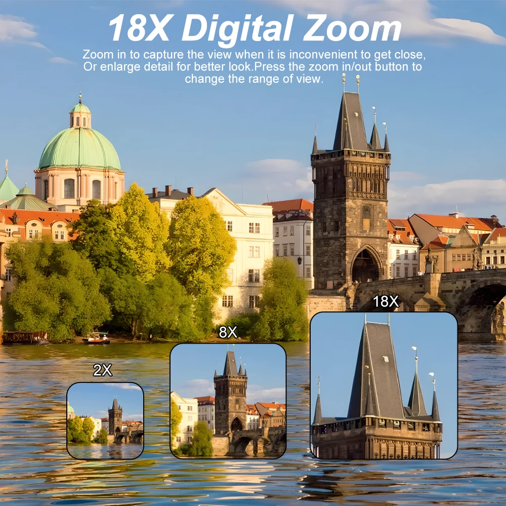 Compact Digital Photography Camera 4K 18X Digital Zoom Vintage Vlog Video Recorder YouTube 180° Flip Screen Selfile WiFi Web Cam