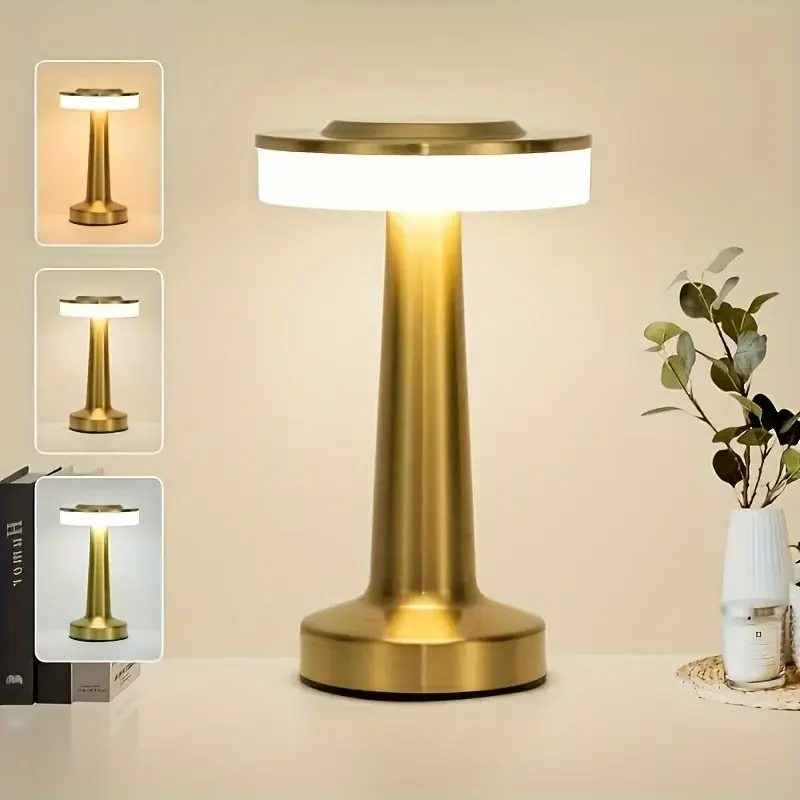 Lampa stołowa LED ze sterowaniem dotykowym 3-kolorowa regulowana bezprzewodowa lampa biurkowa Akumulatorowa lampka nocna do sypialni Biuro Restauracja Bar