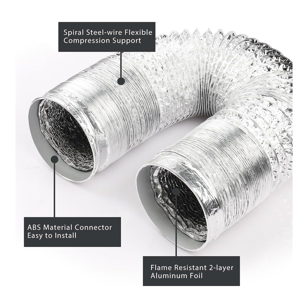 80–200 mm Ventilatorrohr, Aluminium-Lüftungsschlauch, flexibler Abluftkanal für Badezimmer, Küche, System, Entlüftungsrohr, Zubehör