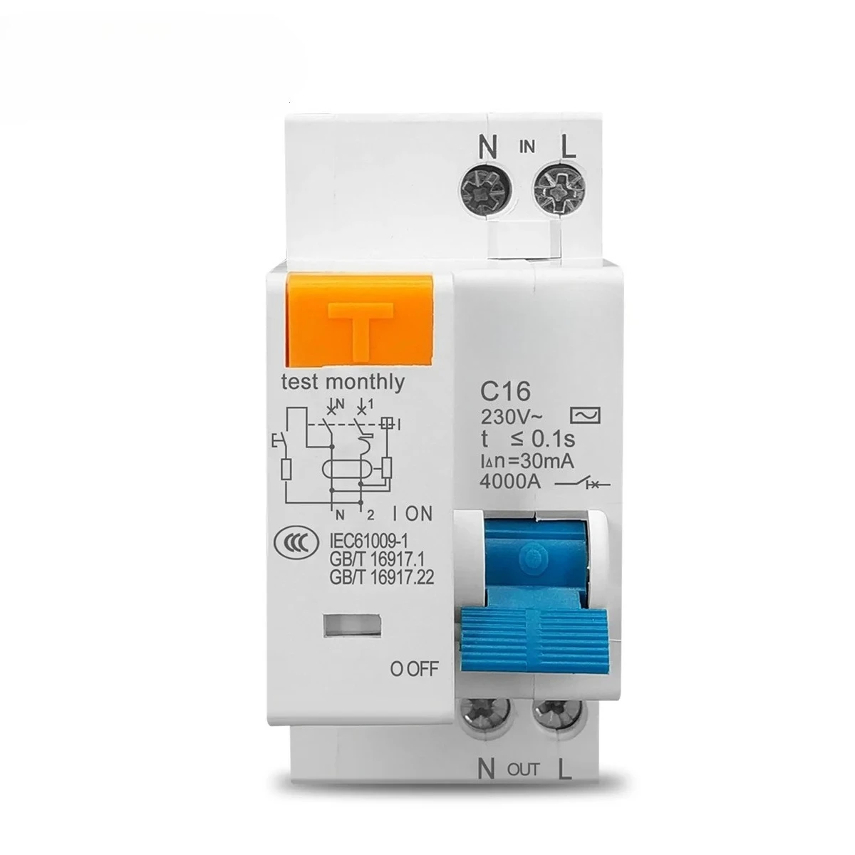 Disyuntor residual de 230V 1P+N con protección contra fugas de corriente sobretensión y corta RCBO MCB