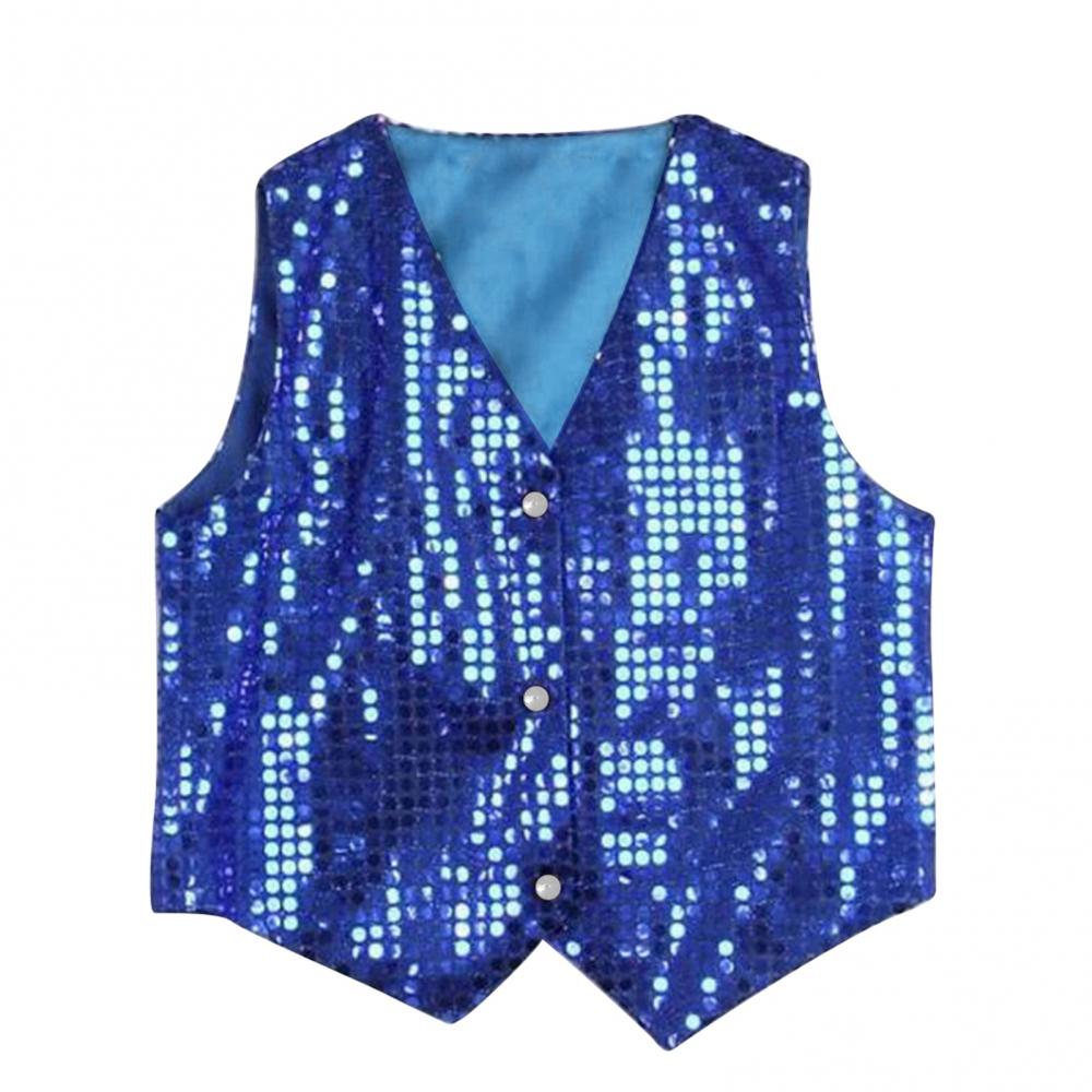 Chaleco con lentejuelas para niños y niñas, chaleco de Hip Hop, Jazz, baile callejero, cumpleaños, Navidad, Halloween, puesta en escena, chaleco brillante