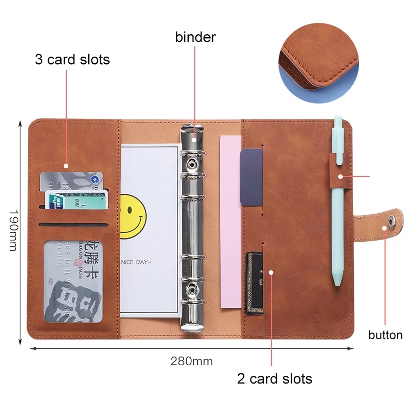 Budget Planner 2024 ซองจดหมายเงินสดประหยัดเงิน 6 หลุม Binder สําหรับ Financial Management A6 หลวมโน้ตบุ๊ค Binder ที่อยู่อาศัย