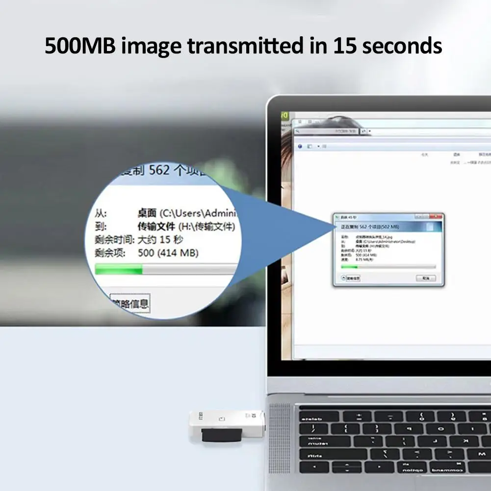 USB2.0 高速カードリーダー、ポータブルアイボリーホワイト XD シングルポートカードリーダー、iOS および強力な互換性のあるケーブルアダプター
