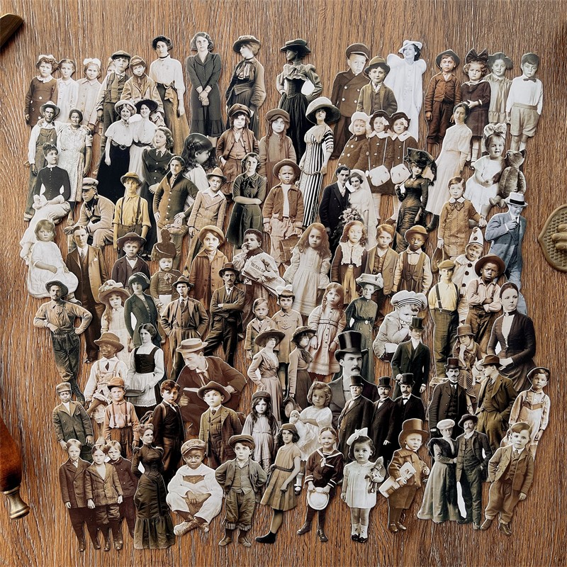 83PCS vintage Tent Decoration Collage Materials Portrait Photos Thick Card JunkJournal Retro Character Fragments