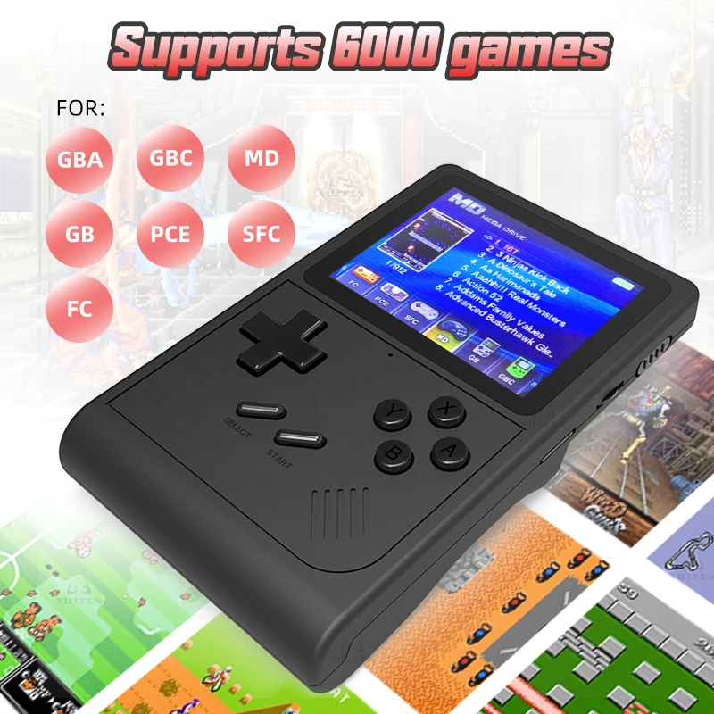 Reproductor de juegos portátil GB300, pantalla de 3,0 pulgadas, consola de videojuegos para TV, salida AV, consola de juegos Retro integrada, 8G, más de 6000 juegos
