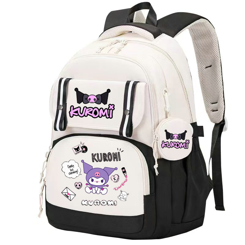Kuromi dos desenhos animados mochila para meninas meninos adolescente crianças mochila com bolsa de moedas sacos escolares casuais mochilas de viagem