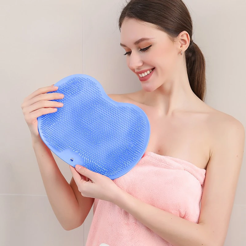 Exfoliating นวดอาบน้ํา Scraper ห้องน้ํา Non-SLIP Bath MAT แปรงนวดหลังซิลิโคนล้างเท้าทําความสะอาดร่างกายชุดว่ายน้ําเครื่องมือ