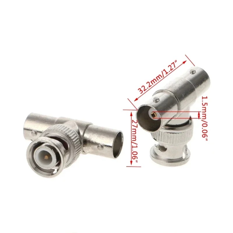 5 uds BNC T adaptador conector divisor acoplador 1 macho a 2 hembra CCTV Jack enchufe Cables de transmisión