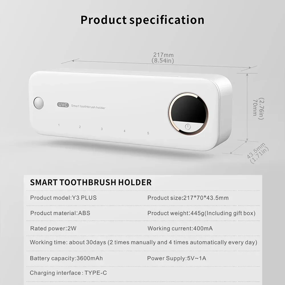 Nuevo Zai Xiao UV cepillo de dientes navaja esterilizador de almacenamiento soporte de cepillo de dientes recargable montaje en pared con pantalla LED accesorios de baño