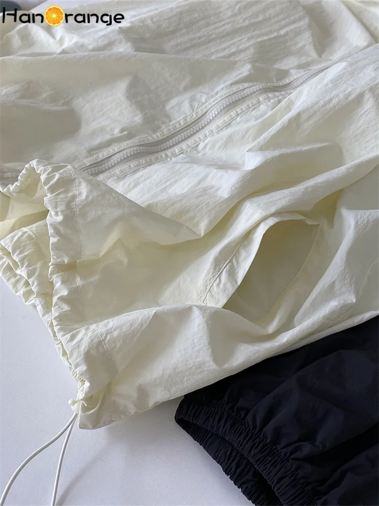 HanOrange-Jaqueta feminina transparente clara com capuz, jaqueta com protetor solar, silhueta solta, manga longa fina, fêmea, verão, 2024