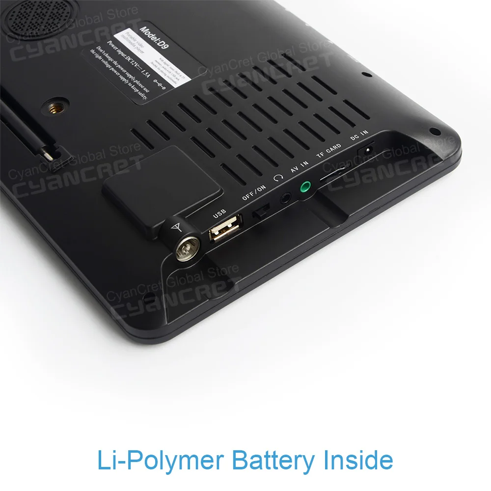 Leadstar D9 9นิ้วทีวีขนาดพกพา DVB-T2 TTT ดิจิตอลและอนาล็อก TTT รถยนต์ขนาดเล็กรองรับ USB TF PVR MP4 AC3 H.265