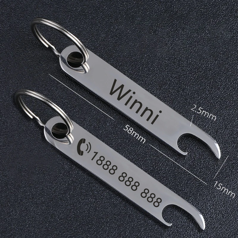 Novo aço inoxidável anti-perdido telefone móvel número nome tag personalizado gravado chaveiro do carro presente para ele chaveiro personalizado