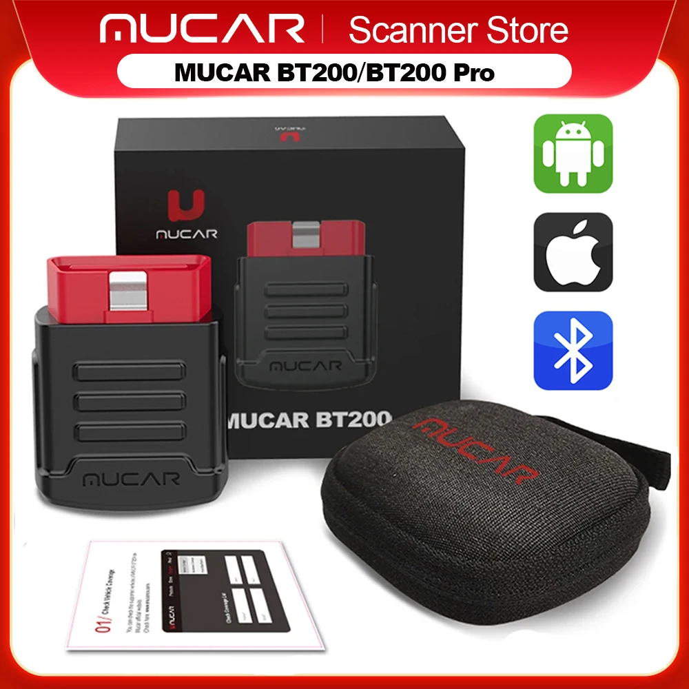 MUCAR BT200/BT200 Pro outil de Diagnostic OBD2 système complet Diagnostic obd 2 scanner pour toutes les voitures Support 15 réinitialisation