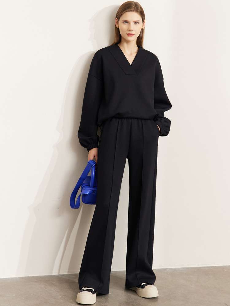 AMll minimalismo mujeres Tops 2025 primavera elegante viajero moda sudaderas sueltas Casual pantalones de pierna recta por separado 12241259
